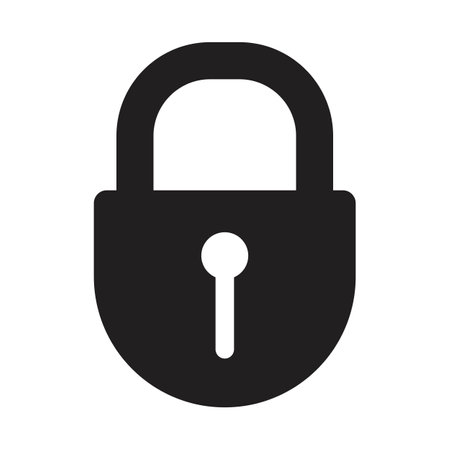 Black silhouette of closed padlock - security icon. Vector illustration isolated on white backgroundのイラスト素材