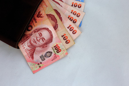 Brown leather purse moneyの写真素材