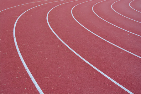 Curve on running track with rubber cover