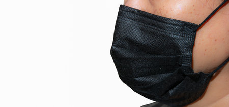 New normal lifestye with mask isolated on white backgroundの写真素材