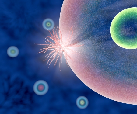 Virus inside human body and cellの写真素材