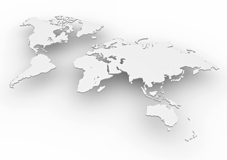 3d embossed White World Mapの写真素材