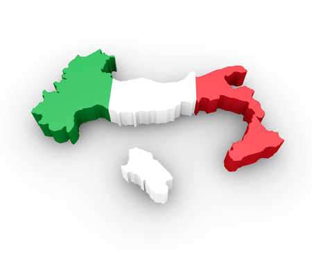 3d Map of Italy, Italian flagの写真素材