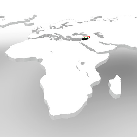 White world map, map of Syria and flagの写真素材