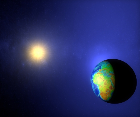 World globe earth sun and space, Europe and Africaの写真素材