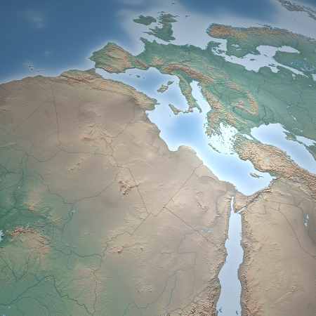 Europe Africa and Middle East map and borders の写真素材