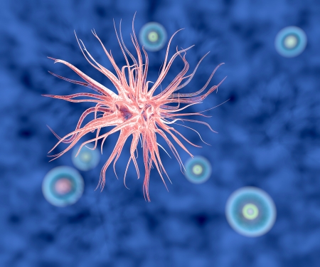 Virus bacteria seen under a microscopeの写真素材