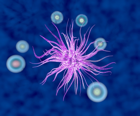 Virus bacteria seen under a microscopeの写真素材