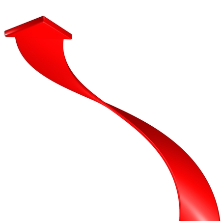 Red arrow 3d curveの写真素材