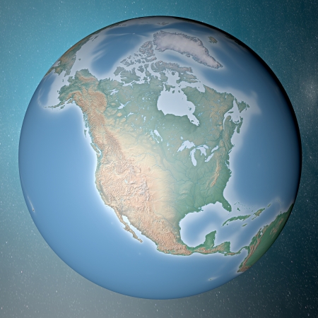 Earth standing on clean space  North America の写真素材