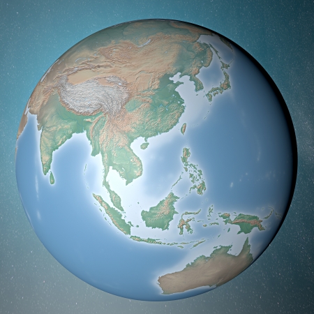 Earth standing on clean space  Asiaの写真素材