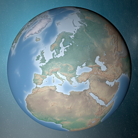 Earth standing on clean space  Europeの写真素材