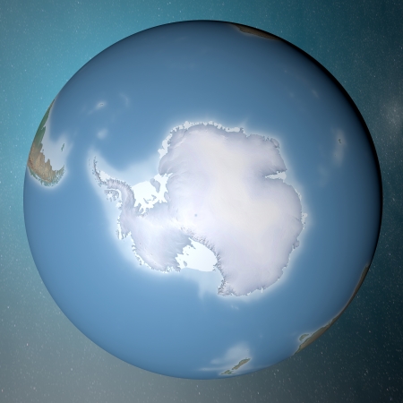 Earth standing on clean space  Antarctica の写真素材