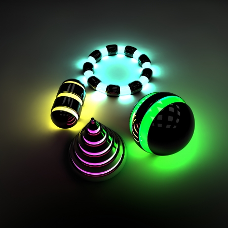 Objects design bright neon energyの写真素材