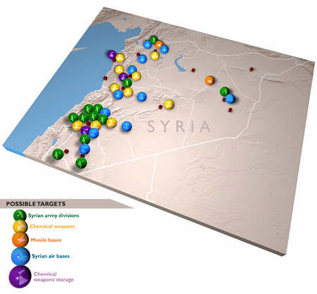 Middle East as seen from space  Attack against Syria, possible targets and military movementsの写真素材