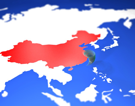 Typhoon Usagi China map alarmの写真素材