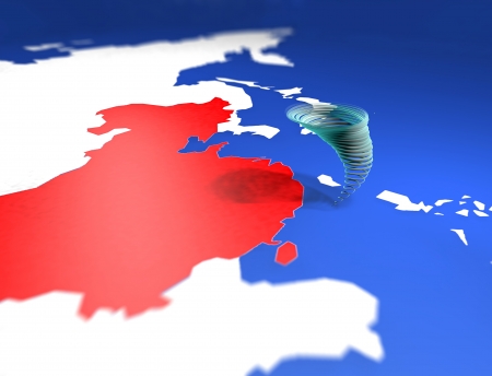 Typhoon Usagi China map alarmの写真素材