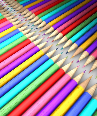 Colored pencils in a row, pastelsの写真素材