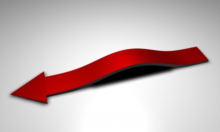 Arched red arrow on a white backgroundの写真素材