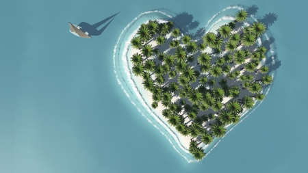 Island in the heart sea boatの写真素材