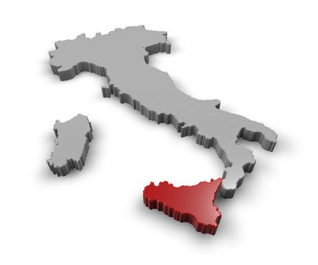 3d Map of Italy Regions Sicilyの写真素材