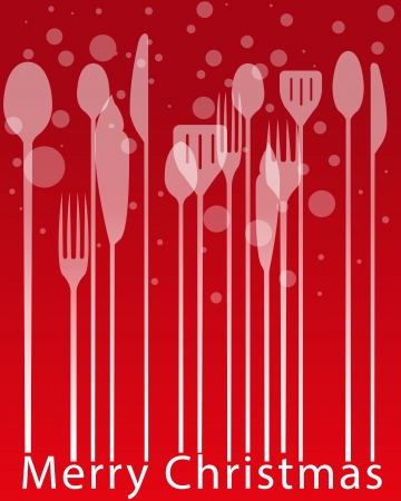 Christmas menus, silverware, business lunch, dinner invitationの写真素材