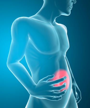 Stomach pain, stomach ache, body anatomyの写真素材