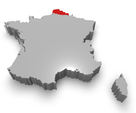 Nord-Pas-de-Calais administrative region on Map of Franceの写真素材
