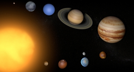 Solar System planets space universe sun の写真素材