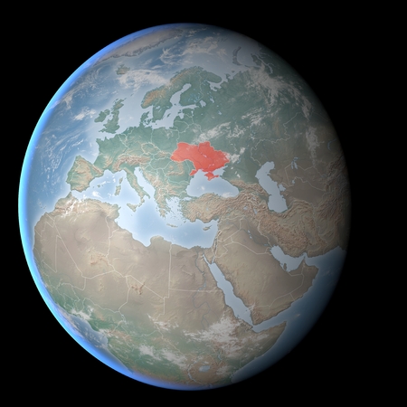 Map of Europe, Asia, Middle East, Crimea and Ukraineの写真素材