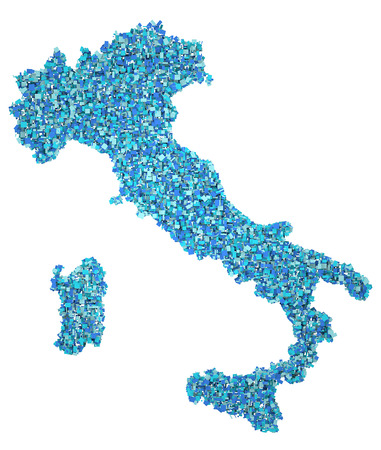 3d blue Italy map on white backgroundの写真素材