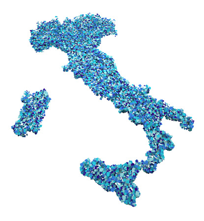 Italy 3d map regions clippings blue paper sheetsの写真素材