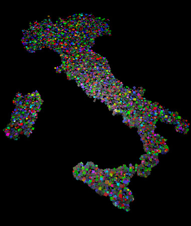 Map of Italy Regions 3d paper cut-outs carnival confetti の写真素材