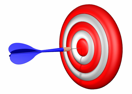 Dart target shooting  One dart in the targetの写真素材
