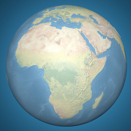 World earth globe Africa Middle East, relief map の写真素材