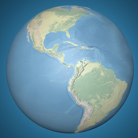 World Earth Globe Central America, physical relief mapの写真素材