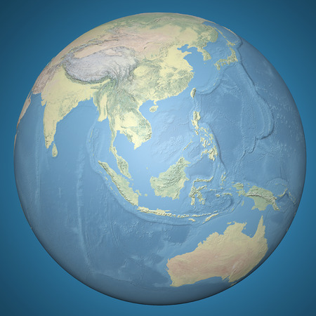 World Earth Globe Asia Indonesia, relief map の写真素材