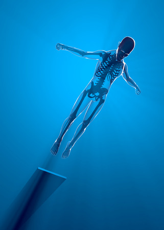 Man dives into the pool at the x-ray の写真素材