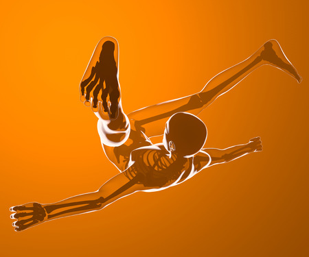 Fall of a human body seen on x-rays  Person who falls, injury riskの写真素材