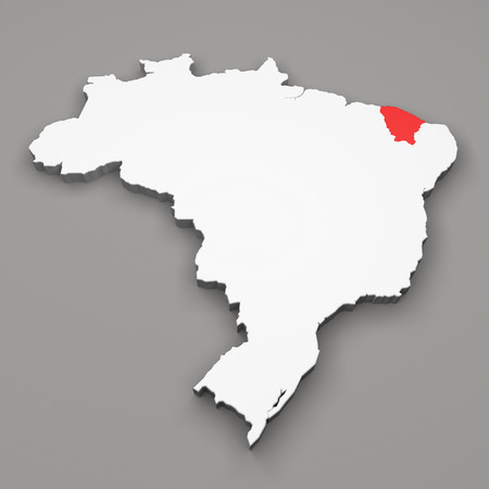 Ceara state on map of Brazil on gray backgroundの写真素材