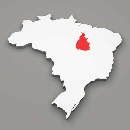 Tocantins state on map of Brazil on gray backgroundの写真素材
