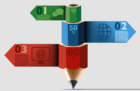 Pencil and percentages, infographicのイラスト素材