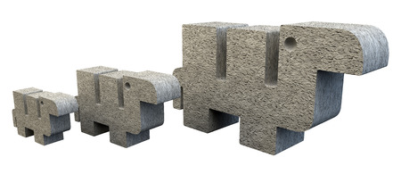 Three stone camels on white backgroundの写真素材