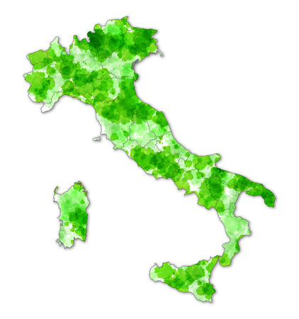 Italy green map isolated on white backgroundの写真素材