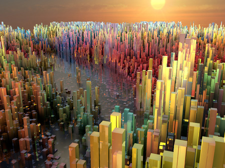 City of the future, skyscrapers, science fiction, abstractの写真素材