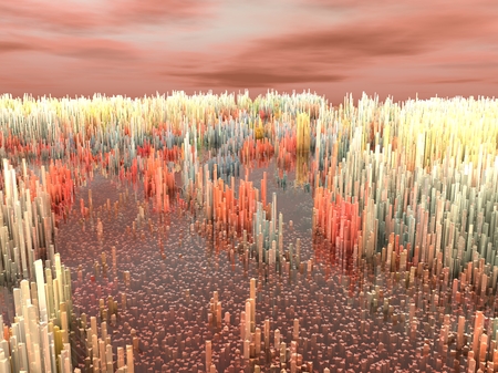City of the future, skyscrapers, science fiction, abstractの写真素材