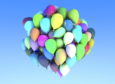 Party balloons, greeting cards, sky