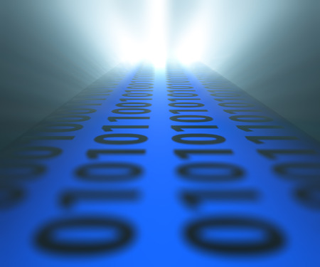 Binary code way on blue background