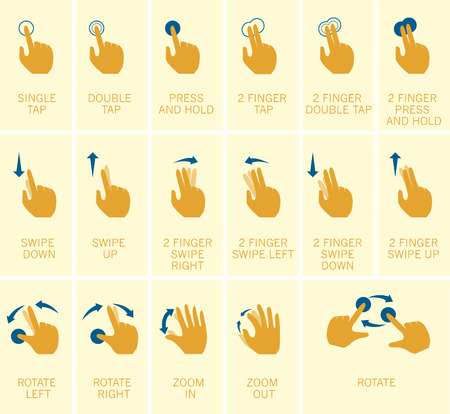 Gesture hand movements on the touch screen mobile phone and tabletのイラスト素材
