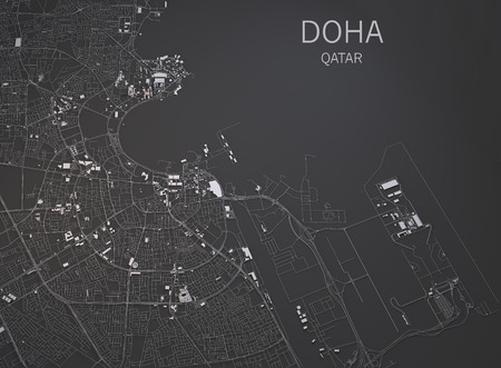 Doha Qatar 3d map satellite viewの写真素材